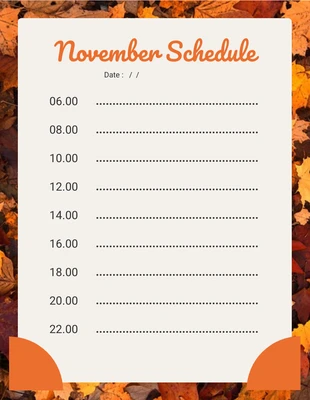 Free  Template: Brown Minimalist Autumn November Schedule Template