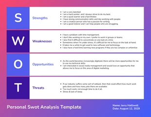 business  Template: Gradient SWOT Analysis Template