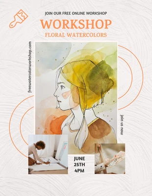 Free  Template: Floral Watercolors Painting Workshop Flyer Template