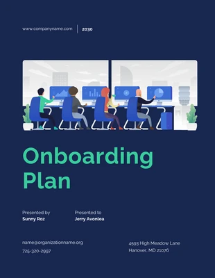 Free  Template: Dark Blue Green Onboarding Plan Template