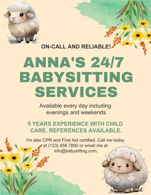 Free  Template: 24/7 Babysitting Service Flyer Template