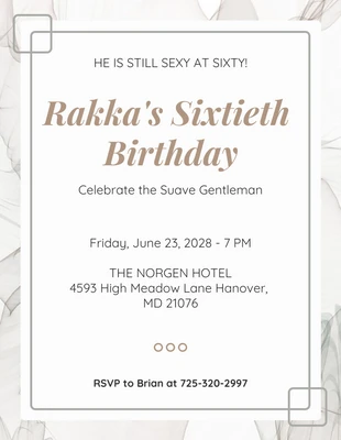 Free  Template: Broken White Abstract 60th Birthday Invitation