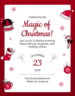 Free  Template: Red and White Christmas Party Poster