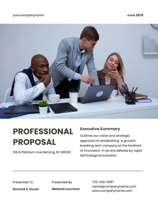 Free  Template: Dark Green & Yellow Color Simple Professional Proposal Template