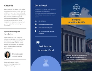 Free interactive Template: Navy And White Minimalist Clean College Brochures