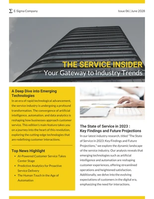 Free  Template: Service Industry News Newsletter Template