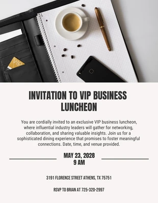 Free  Template: Grey And Black Modern Clean Minimalist Business VIP Company Event Invitation