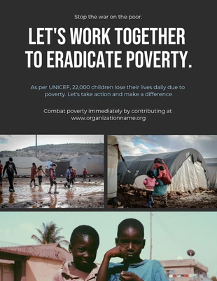 Free  Template: Dark Grey Minimalist Photo Collages Poverty Poster