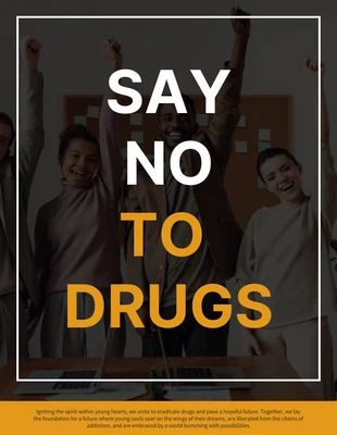 Free  Template: Black Minimalist Photo Say No To Drug Awareness Poster