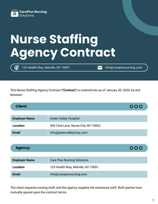 business  Template: Nurse Staffing Agency Contract Template