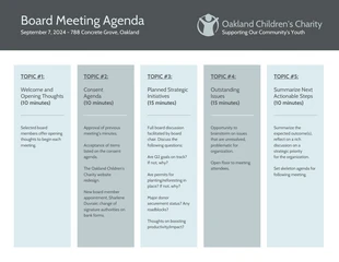 premium  Template: Nonprofit Charity Board Meeting Agenda