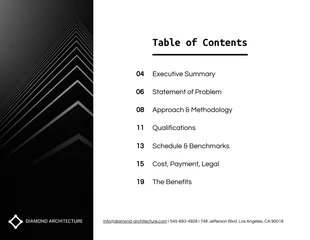 Free  Template: Diamond Architecture Business Plan Table of Contents Template