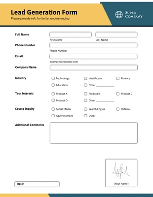 business  Template: Cream Can Lead Generation Form Template