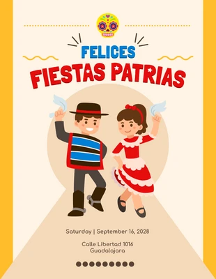 Free  Template: Biege And Yellow Playful Cheerful Illustration Celebration Fiesta Invitation