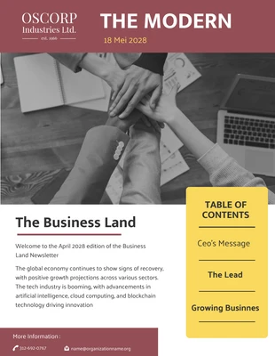 Free  Template: Business Land Office Newsletter Template