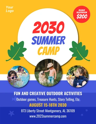 Free  Template: Outdoor Activities Summer Camp Flyer Template