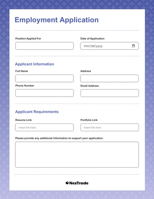 premium interactive Template: Simple Gradient Purple and White Employment Application Form