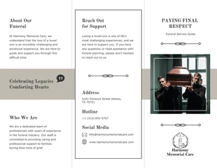 Free  Template: Vintage Funeral Tri-fold Brochure Template