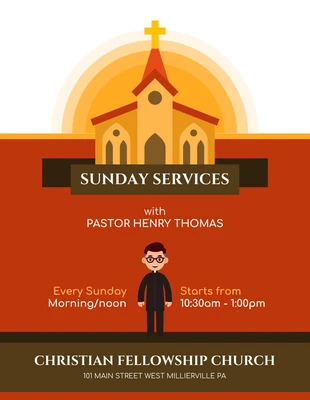 Free  Template: Sunday Services Church Event Flyer Template