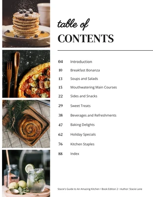 premium  Template: Minimalist Recipe Table of Contents Template