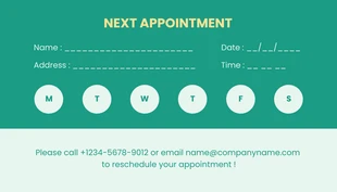 Teal Modern Dental Care Clinic Appointment Business Card - Page 2