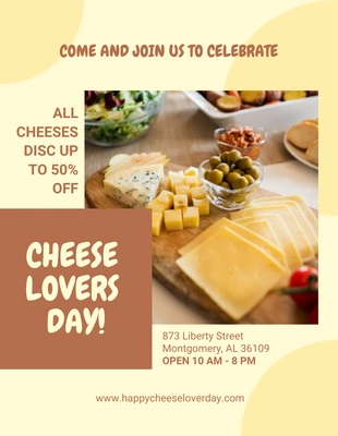 Free  Template: Cheese Lover's Day Flyer Template