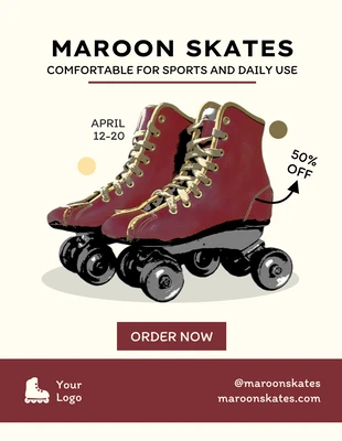 Free  Template: Maroon Skates Sale Flyer Template