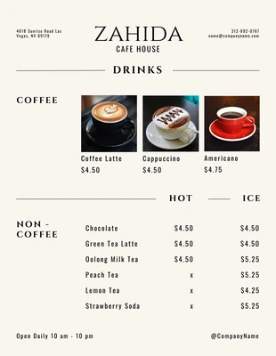 Free  Template: Light Yellow Modern Simple Cafe Menu