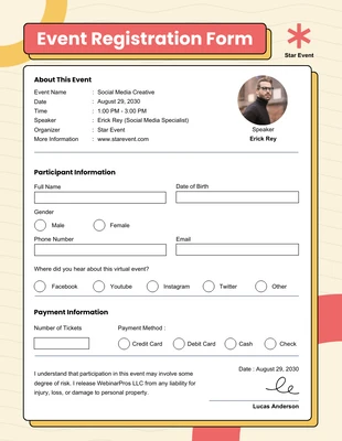 premium  Template: Event Registration Form Template