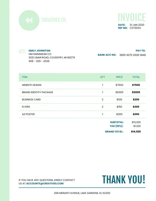 Free  Template: Light Pastel Invoice Template