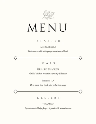 Free  Template: Beige Simple Elegant Menu