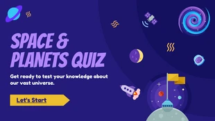 premium interactive Template: Purple Space and Planets Quizzes Presentation