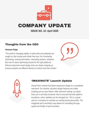 Free  Template: Company Monthly Newsletter Template