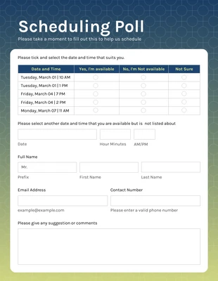 Free  Template: Simple Voting Form Template