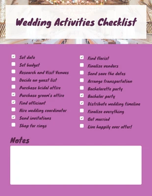 Free  Template: Simple Pink Bridal Wedding Shopping Checklist Template