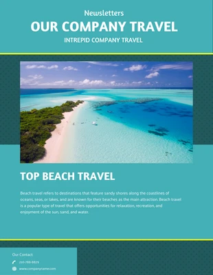 Free  Template: Company Travel Beach Business Newsletters Template