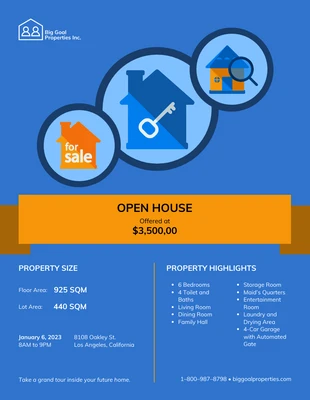 Free  Template: Open House for Sale Marketing Flyer Template