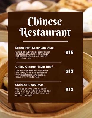 Free  Template: Chinese Restaurant Menu Flyer Template