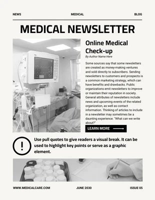 Free  Template: Light Grey Medical Email Newsletter Template