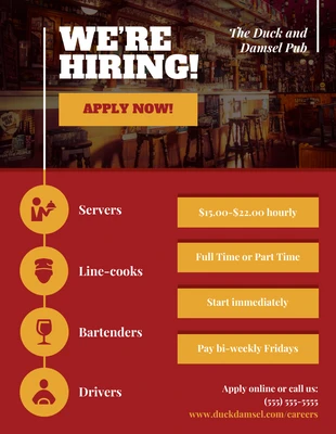 Free  Template: Restaurant is Hiring Flyer Template