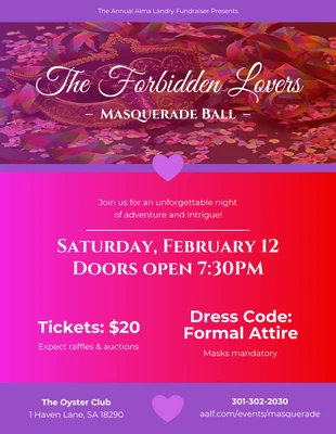 Free  Template: Masquerade Valentines Day Event Flyer Template