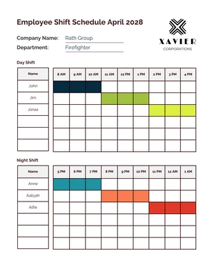 Free  Template: Simple Employee Firefighter Shift Schedule Monthly Template