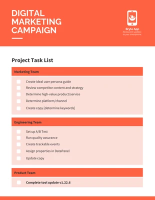 business  Template: Bright Digital Marketing Project Task List Template