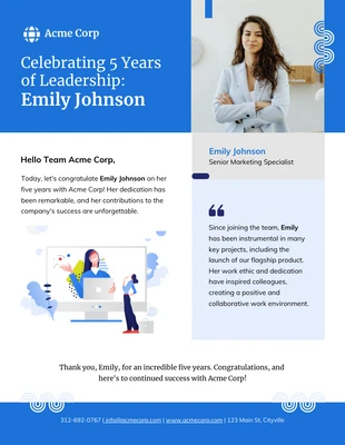 Free  Template: Leadership Work Anniversary Email Newsletter Template