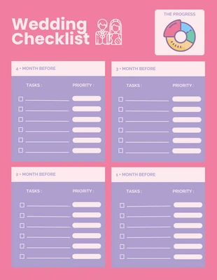 Free  Template: Pink Purple Wedding Checklist Template