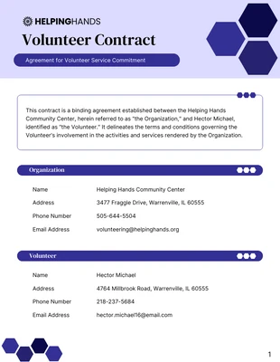 Free  Template: Volunteer Contract Template