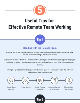 Free  Template: 5 Tips for Effective Remote Teams Infographic Template