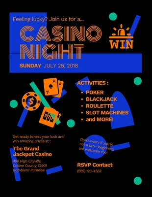 Free  Template: Dark Playful Casino Night Invitation