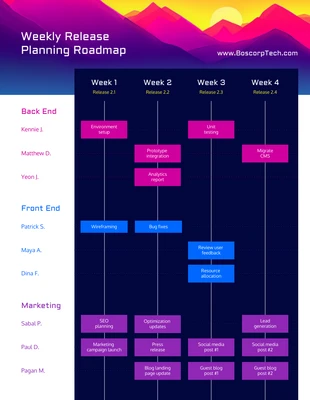 premium  Template: Weekly Release Roadmap Examples Template