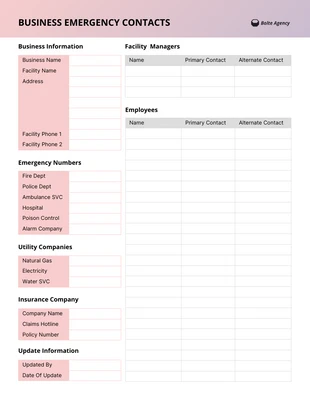 premium  Template: Gradient Business Emergency Contact Form Template